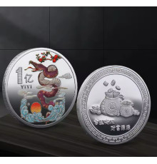 Срібна монета Містична Леопардова Змія приносить Велику Удачу, Здоров'я, Процвітання виготовлення желані