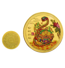 Золота монета Щаслива Змія приносить Велику удачу, процвітання, Здоров'я і злитки Золота для вас