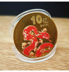 Золота монета Змія для удачі, Процвітання, Здоров'я і з мантрами багатства для накопичення Багатства 9 період