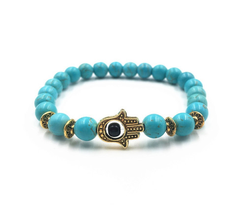 Тибетський Браслет із Бірюзи з рукою Фатіми Світ і Гармонія для Здоров'я і удачі