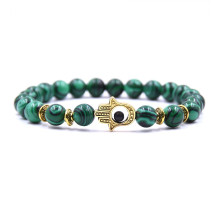 Тибетський Браслет із Малахіту з рукою Фатіми від негативної енергії очищає й активує чакри для Здоров'я