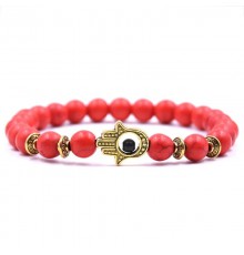 Тибетський Браслет із червоного Агата з рукою Фатими Удачу і щастя в шлюбі, Процвітання й Удача