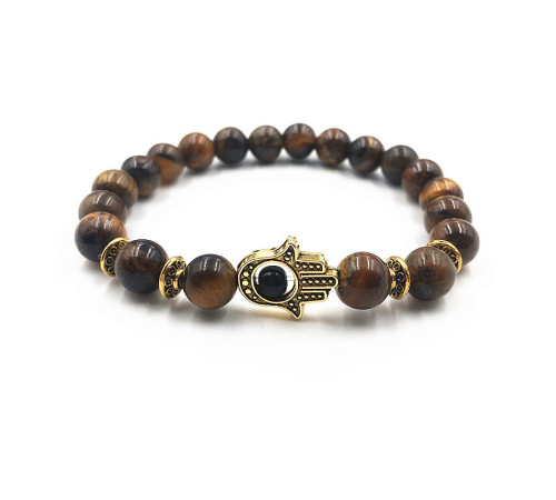 Тибетський Браслет із Тигрового очей із рукою Фатіми приносить успіх у фінансових справах, здоров'я, захист
