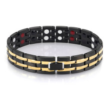 Чорний із Золотим Турмаліновим браслетом Ультраміцний Біомагінтний з Титаном, Германієм і Біофотонами Energy 5в1