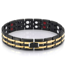 Чорний із Золотим Турмаліновим браслетом Ультраміцний Біомагінтний з Титаном, Германієм і Біофотонами Energy 5в1
