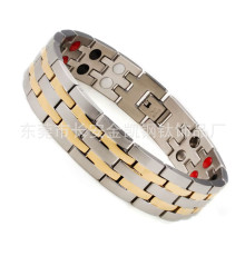 Срібний із Золотим турмаліновим браслетом Ультраміцний Біомагінтний з Титаном, Германієм і Біофотонами 5в1