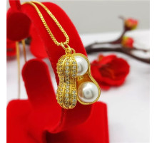 Золота підвіска Арахіс із перлами для цвітіння і Довголіття і Велике Багатство 18 каратів