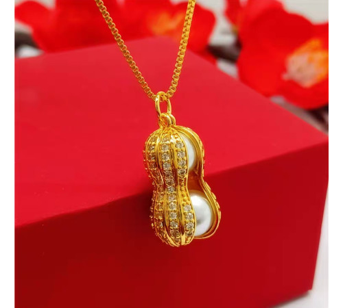 Золота підвіска Арахіс із перлами для цвітіння і Довголіття і Велике Багатство 18 каратів