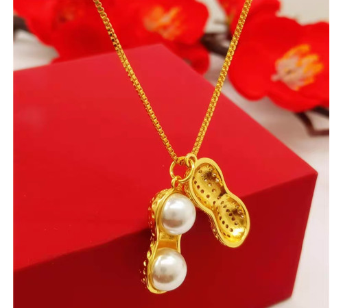 Золота підвіска Арахіс із перлами для цвітіння і Довголіття і Велике Багатство 18 каратів