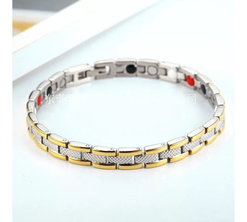 Турмаліновий браслет срібло із золотом тонкий Змія Біомагінтний з Титаном, Германієм і Біофотонами Energy 5в1