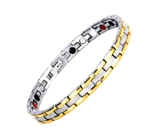 Турмаліновий браслет срібло із золотом тонкий Змія Біомагінтний з Титаном, Германієм і Біофотонами Energy 5в1