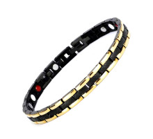 Турмаліновий браслет Чорний із Золотим тонкою Змія Біомагінтний з Титаном, Германієм і Біофотонами Energy 5в1