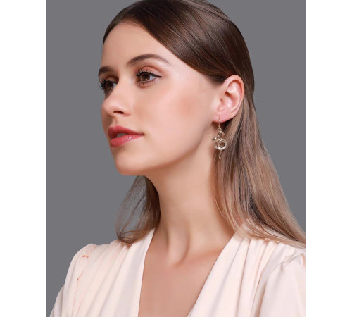 Малазійські Золоті сережки Змія 18 каратів із фіанітами клас ААА для удачі, успіху та Здоров'я