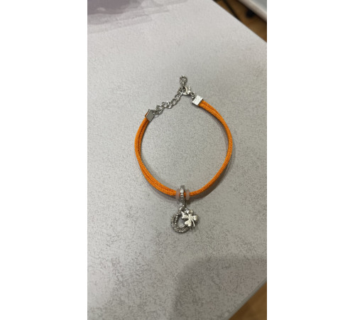 Браслет щасливого Чотирилистного конюшини на удачу на оранжевій нитці з підковою Фортуни