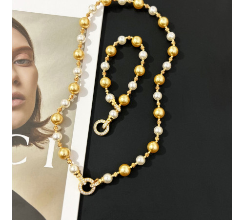 Перлове намисто з браслетом із Малазійських морських перлів Akoya Клас AAA з фіанітами Багатство