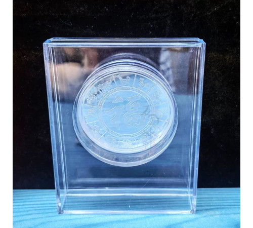 Срібна монета Змія жезлом Руї для Здоров'я, Фук Багатства, щастя, з мантрами та 12 тварин у подарунковій