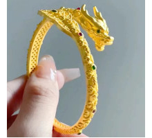 Золотий Браслет Дракон Мільйонера для процвітання і Здоров'я заряджений на виконання бажань амулет