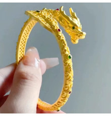 Золотий Браслет Дракон Мільйонера для процвітання і Здоров'я заряджений на виконання бажань амулет