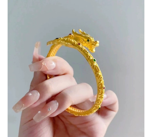 Золотий Браслет Дракон Мільйонера для процвітання і Здоров'я заряджений на виконання бажань амулет