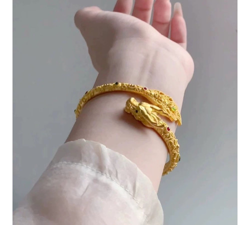 Золотий Браслет Дракон Мільйонера для процвітання і Здоров'я заряджений на виконання бажань амулет