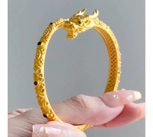 Золотий Браслет Дракон Мільйонера для процвітання і Здоров'я заряджений на виконання бажань амулет