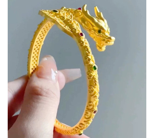 Золотий Браслет Дракон Мільйонера для процвітання і Здоров'я заряджений на виконання бажань амулет