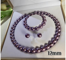 Перлове намисто з Малазійських лавандових перлів Akoya Клас AAA із сережками та браслетом для багатства