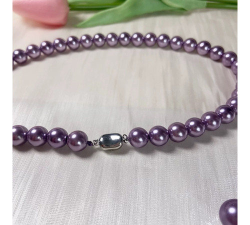 Перлове намисто з Малазійських лавандових перлів Akoya Клас AAA із сережками та браслетом для багатства