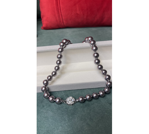 Фіолетове намисто перлів Малайзії Akoya Клас AAA з фіанітами для Багатства, Здоров'я та удачі