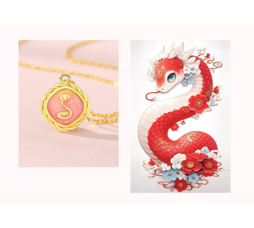 Золотий комплект Змія підвіска та браслет Змія для Розкішного життя