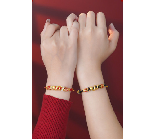 Тибетський Червоний Браслет Золота Змія із сакральними мантрами та багуа для гарного здоров'я й багатства