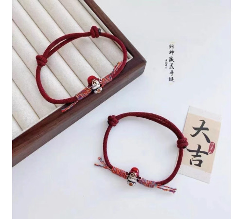Тибетський браслет Бог Багатства на червоній нитці 7 чакр ручної роботи для Багатства та Здоров'я
