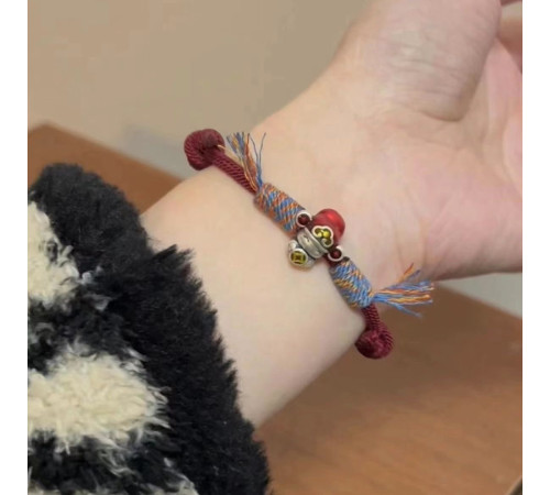 Тибетський браслет Бог Багатства на червоній нитці 7 чакр ручної роботи для Багатства та Здоров'я