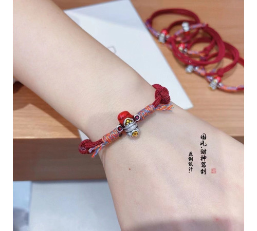 Тибетський браслет Бог Багатства на червоній нитці 7 чакр ручної роботи для Багатства та Здоров'я