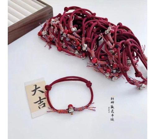 Тибетський браслет Бог Багатства на червоній нитці 7 чакр ручної роботи для Багатства та Здоров'я