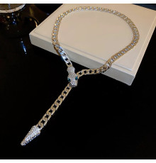 Срібна Підвіска Змія з фіанітами та магнітами для Здоров'я, Багатства, удачі та здійснення Жела