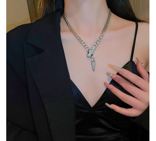 Срібна Підвіска Змія з фіанітами та магнітами для Здоров'я, Багатства, удачі та здійснення Жела