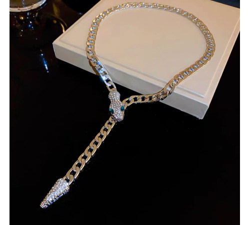 Срібна Підвіска Змія з фіанітами та магнітами для Здоров'я, Багатства, удачі та здійснення Жела