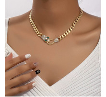 Золота Підвіска Змія з фіанітами для Здоров'я, Багатства, удачі та здійснення Жела