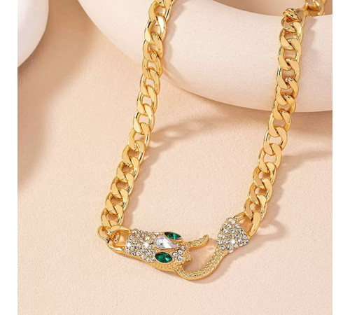 Золота Підвіска Змія з фіанітами для Здоров'я, Багатства, удачі та здійснення Жела