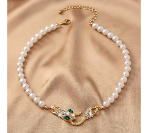 Підвіска Чокер золота Змія намисто з фіанітами для Багатства, удачі та процвітання