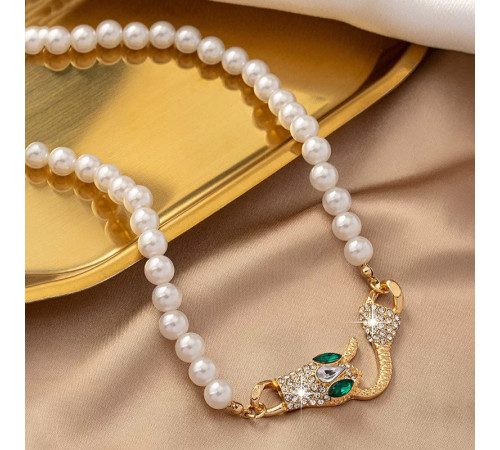 Підвіска Чокер золота Змія намисто з фіанітами для Багатства, удачі та процвітання