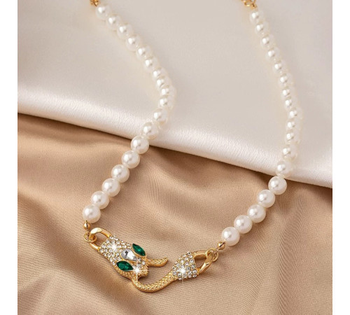 Підвіска Чокер золота Змія намисто з фіанітами для Багатства, удачі та процвітання