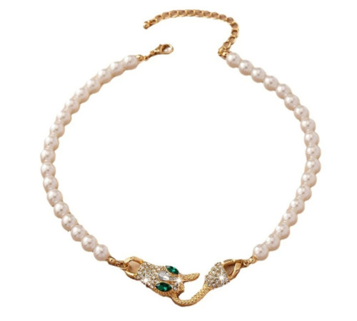 Підвіска Чокер золота Змія намисто з фіанітами для Багатства, удачі та процвітання