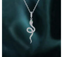 Срібна Підвіска Змія з фіанітами талісман для достатку удачі на рік Змії