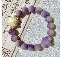 Тибетський Дорогоцінний Браслет з мантрою Om Mani Padme Hum і сніговим Львом Пурпуровий Бодхи Удача