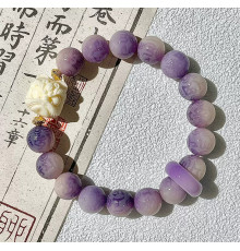 Тибетський Дорогоцінний Браслет з мантрою Om Mani Padme Hum і сніговим Львом Пурпуровий Бодхи Удача