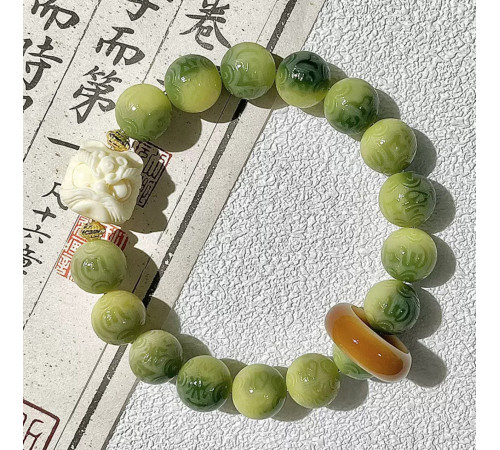 Тибетський Дорогоцінний Браслет з мантрою Om Mani Padme Hum і сніговим Львом Лаймовий Бодхі* У Тибетських Леджендах