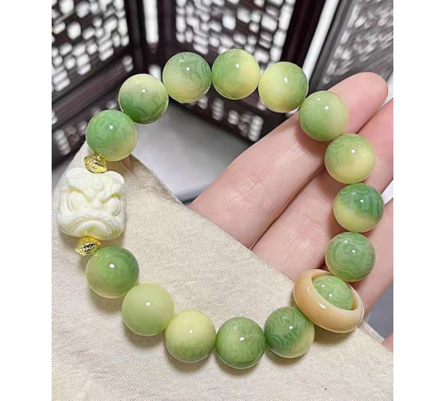 Тибетський Дорогоцінний Браслет з мантрою Om Mani Padme Hum і сніговим Львом Лаймовий Бодхі* У Тибетських Леджендах