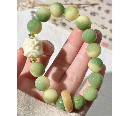 Тибетський Дорогоцінний Браслет з мантрою Om Mani Padme Hum і сніговим Львом Лаймовий Бодхі* У Тибетських Леджендах